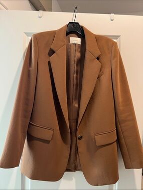 Aritzia Wilfred Brown Tailored Single-Button Blazer